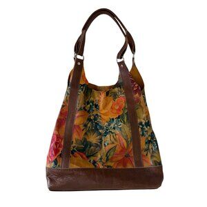 Saavedra Floral Leather Tote Shoulder Purse Bag Lined Made in Argentina